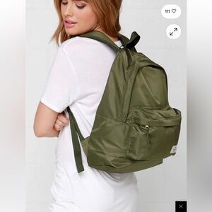 Obey Laroche Army Green Backpack w/Gold Tone Hardware EUC